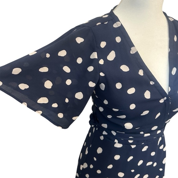 Abercrombie & Fitch Navy White Polka Dot Wrap Dress XXS Cottagecore Coquette - Picture 4 of 7